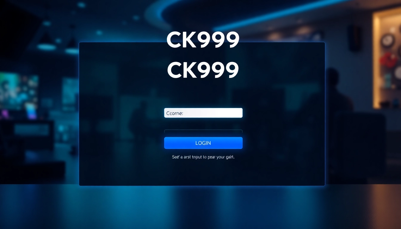 Illustration of a user performing a secure ck999 login on a sleek gaming portal with vibrant accents and modern design elements.