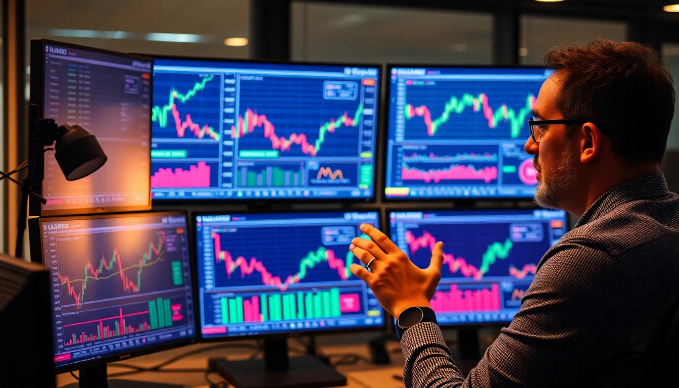 UK Stock Market News analysis with charts and graphs in a professional office setting