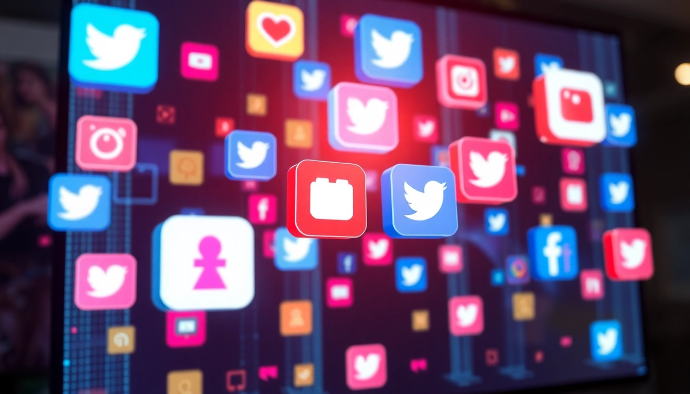 Current trends in social media highlighted with icons illustrating Latest Social Network News